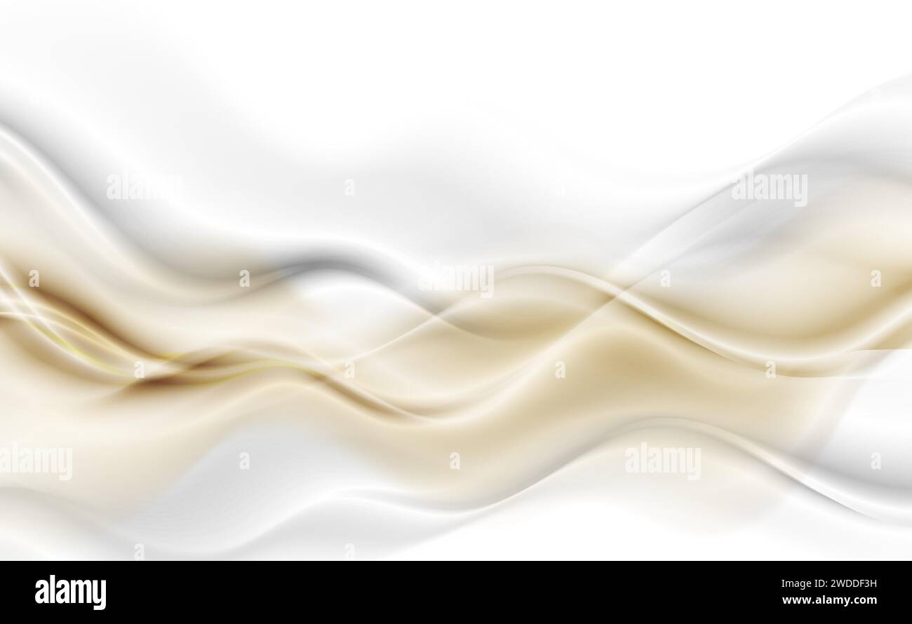 Grey white and golden smooth blurred waves abstract background. Vector design Stock Vector