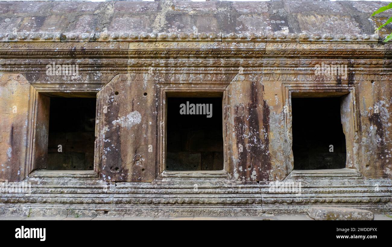 Gopura 1 at Preah Vihear in Cambodia, an ancient Hindu Temple built on the top of the mountain range bordering Cambodia and Thailand. Stock Photo