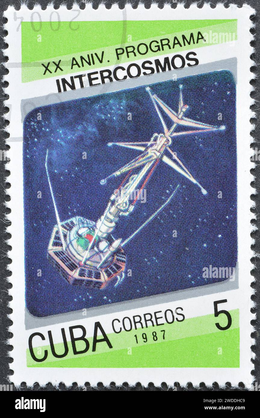 Intercosmos space program postage stamp hi-res stock Intercosmos space program postage stamp hi-res stock
