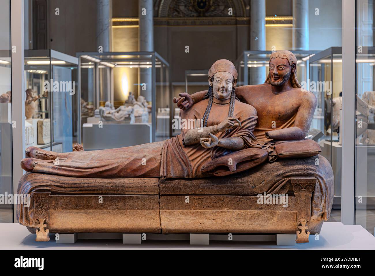 Sarcophagus of the Spouses, Etruscan art in Le Louvre Museum collections in Paris, France Stock Photo