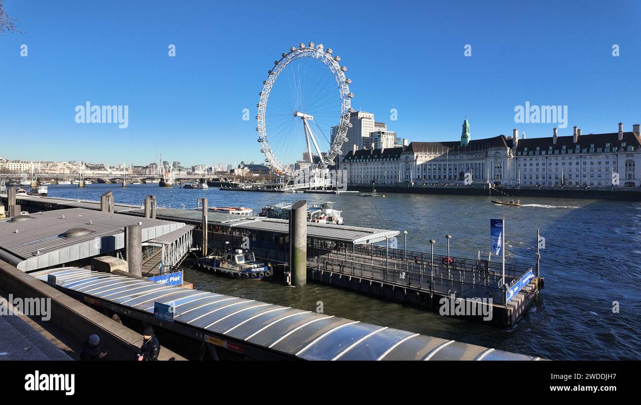 View of the river Thames with the London Eye, London, UK Stock Photo