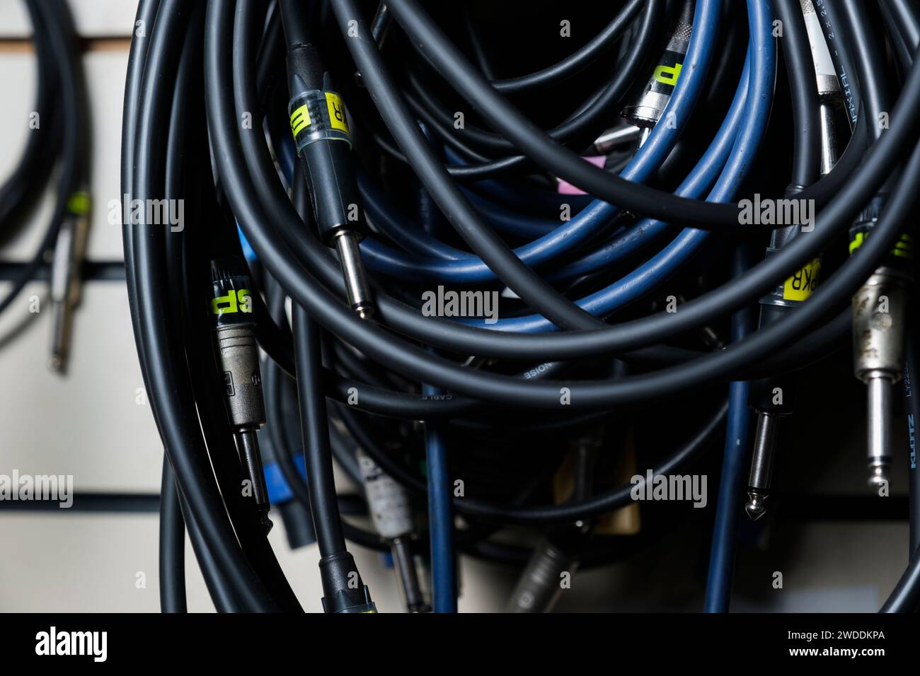 detail of jack leads, guitar leads Stock Photo
