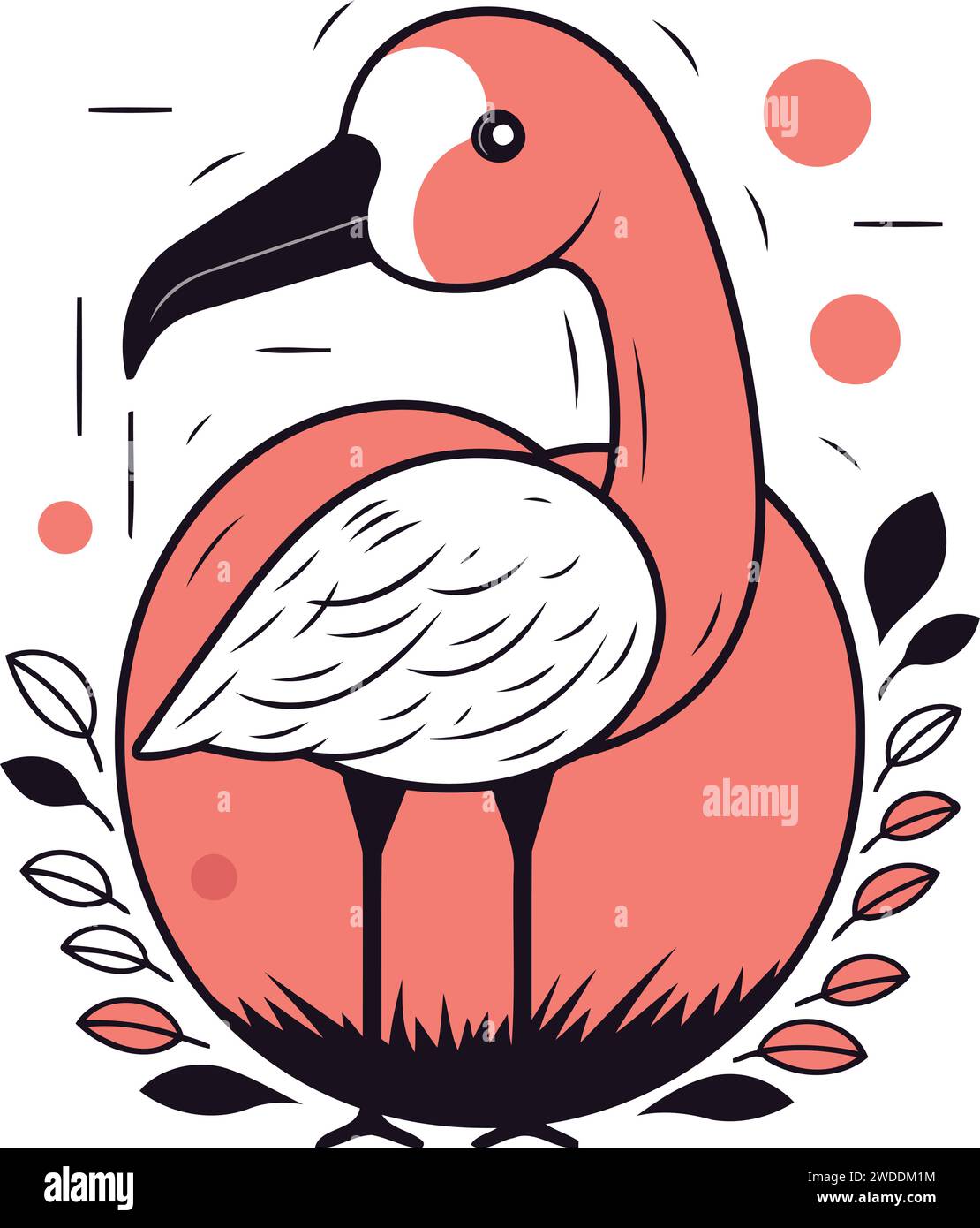 Flamingo. Vector illustration in a flat style. Pink flamingo Stock
