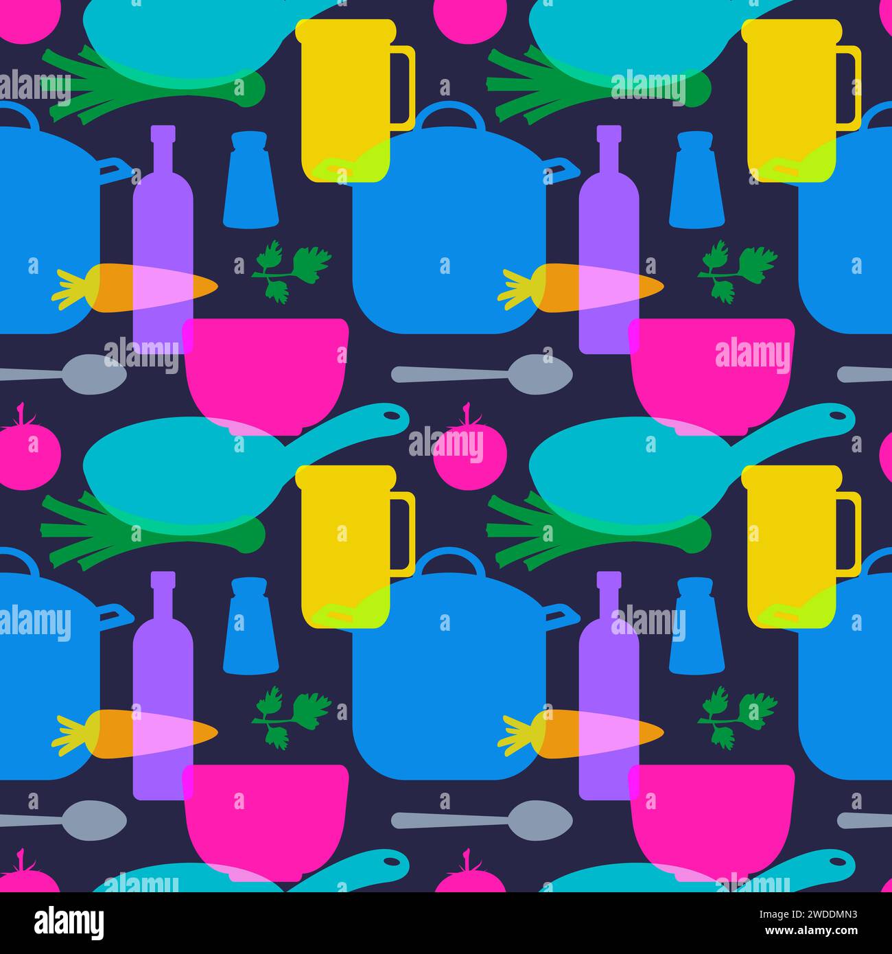 Cooking Equipment Seamless Pattern Design Illustration in Flat Cartoon Template Hand Drawn Stock