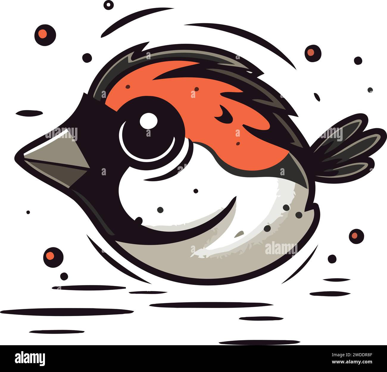 Vector illustration of a cute little red crowned cardinal Stock Vector