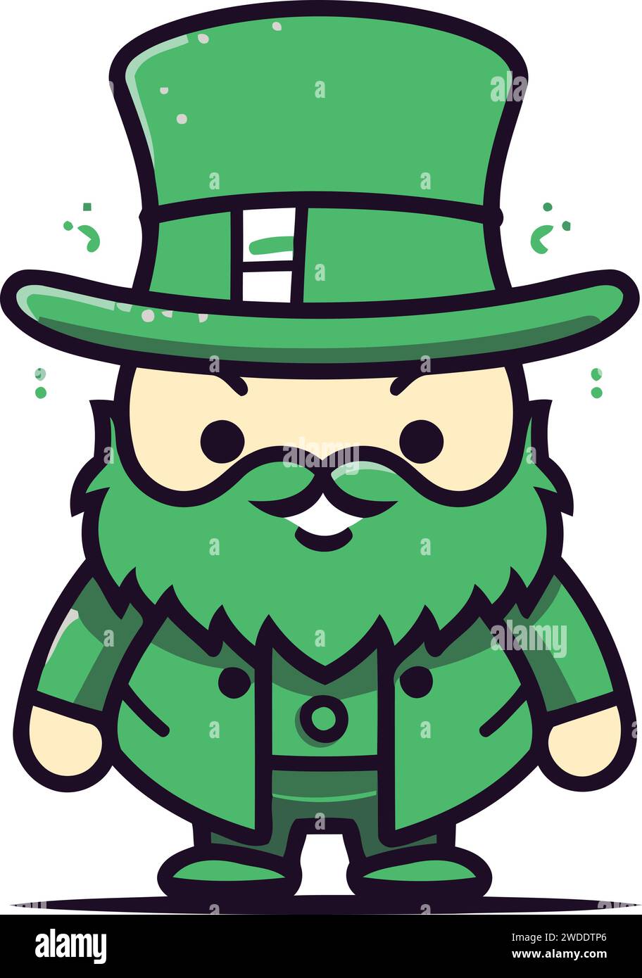 Leprechaun with green hat and beard. Vector illustration. Stock Vector