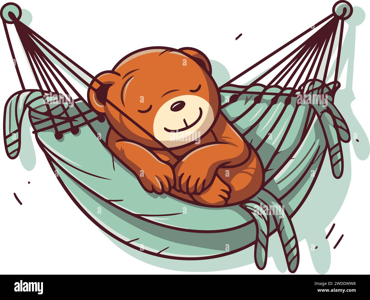 Cute teddy bear sleeping in hammock. Vector illustration Stock Vector ...