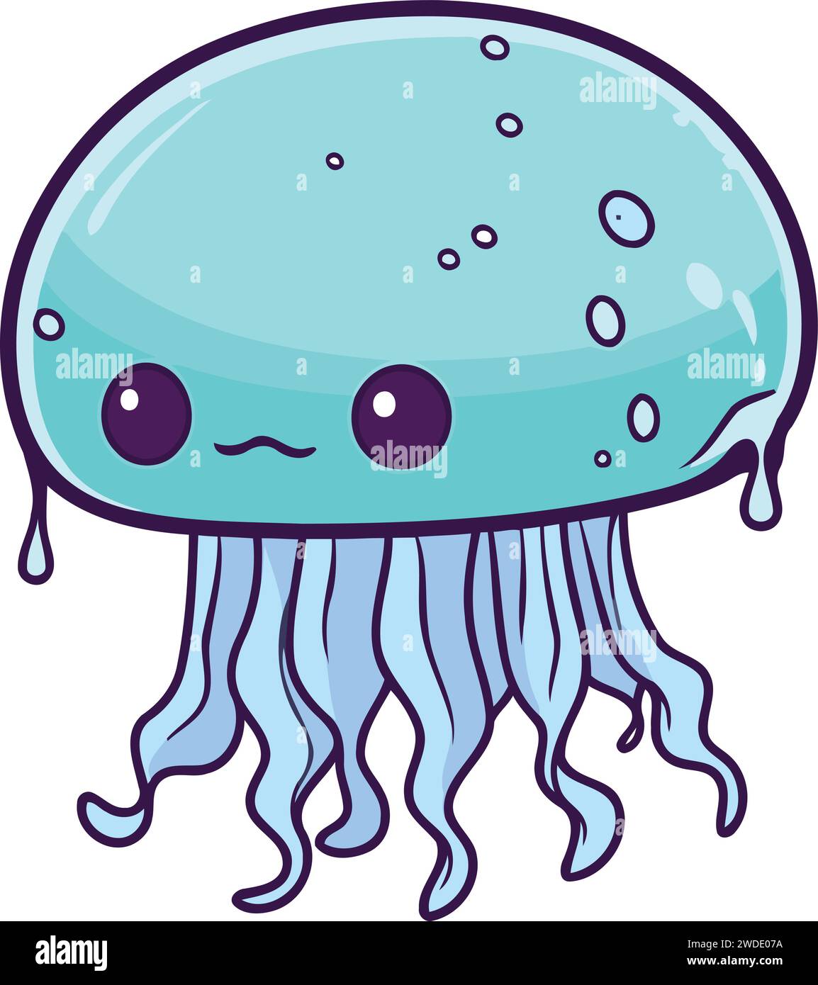 Cute cartoon jellyfish isolated on white background. Vector ...