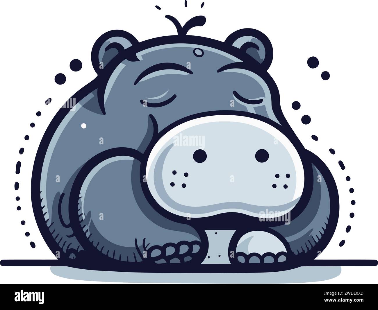 Hippopotamus. Cute cartoon animal. Vector illustration. Stock Vector