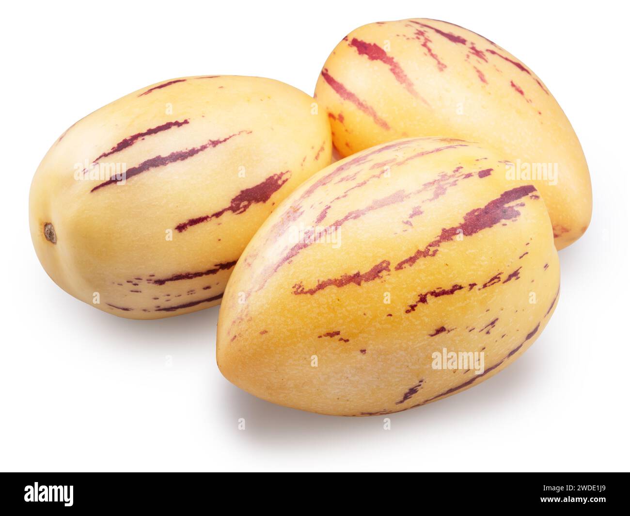 Pepino melons or pepino dulce on white background. File contains clipping path. Stock Photo