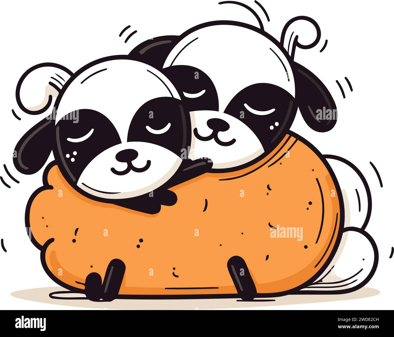 Cute panda dog sleeping in a pillow. Vector illustration Stock Vector