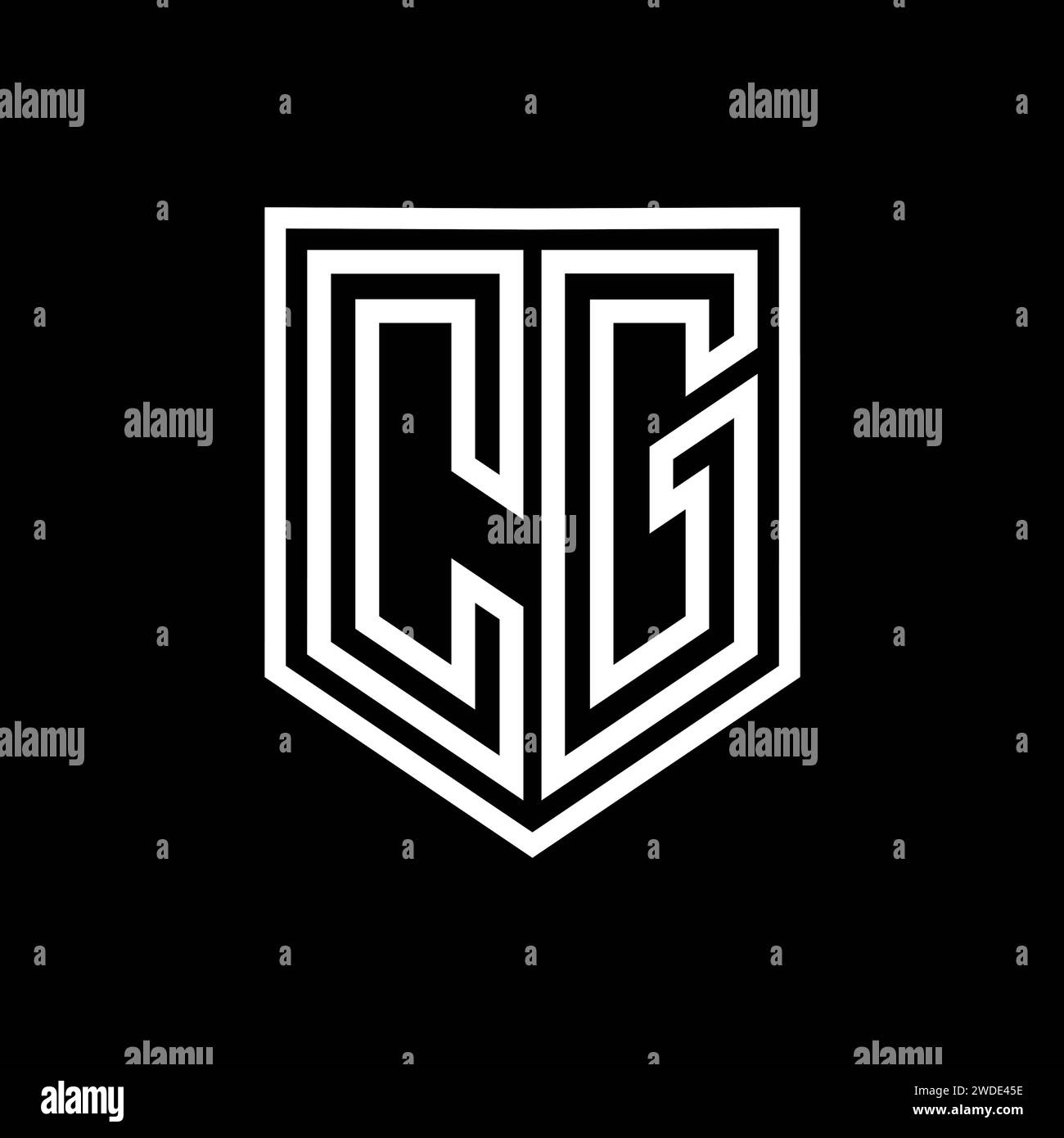 CG Letter Logo monogram shield geometric line inside shield isolated ...