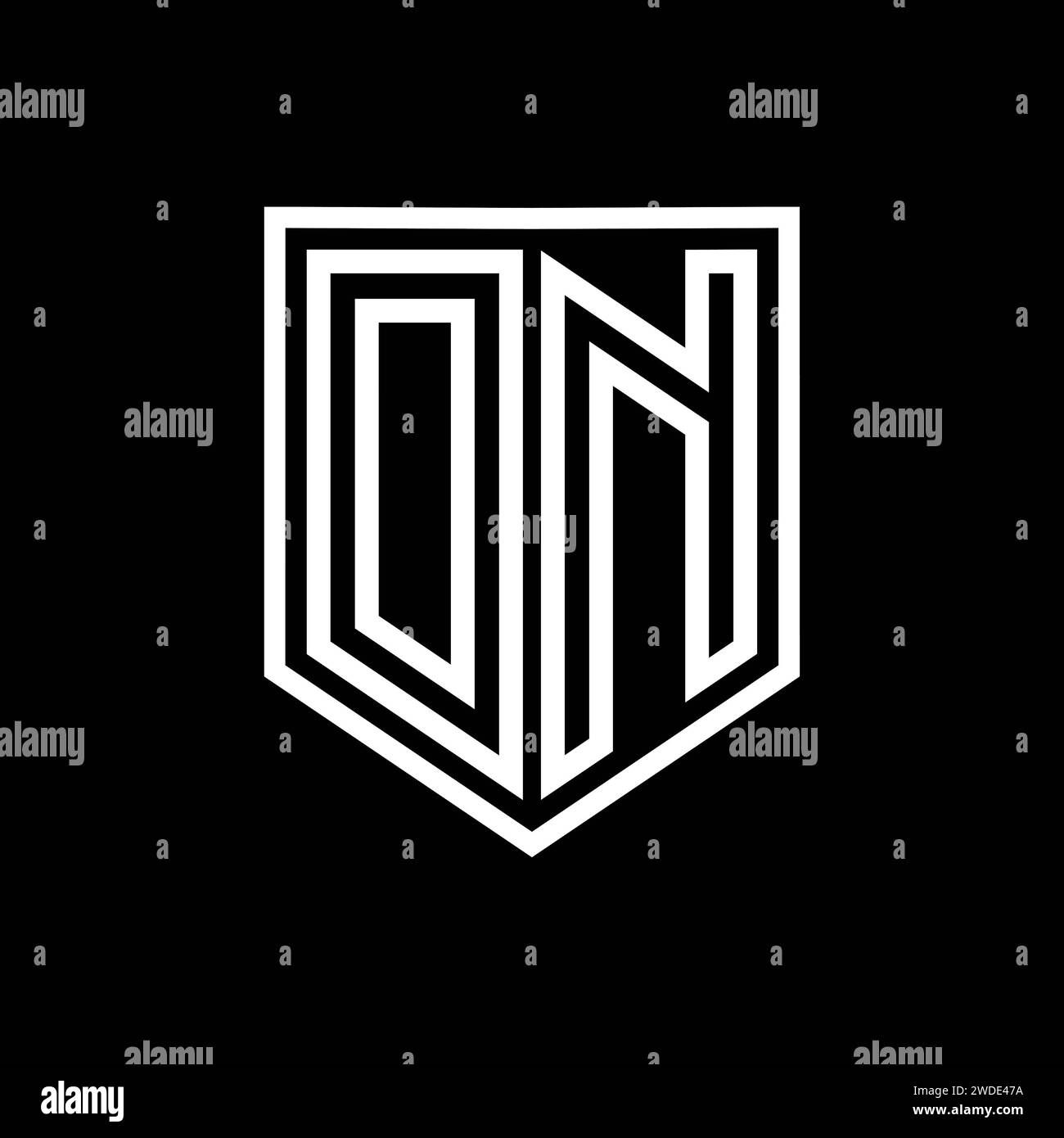 DN Letter Logo monogram shield geometric line inside shield isolated ...