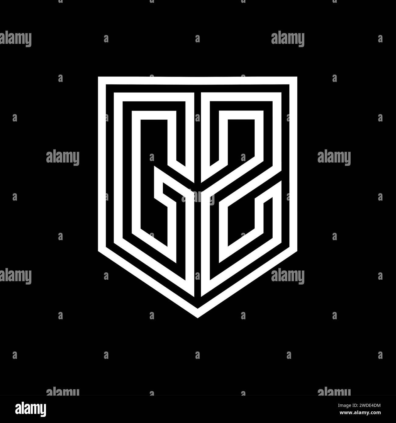 GZ Letter Logo monogram shield geometric line inside shield isolated ...