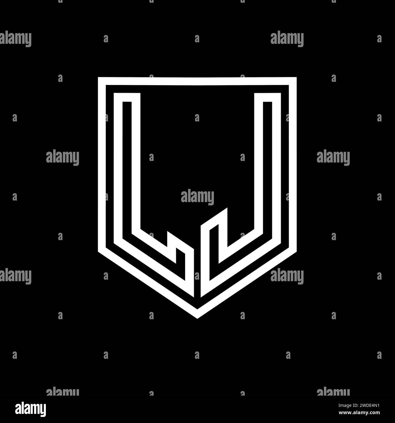 LJ Letter Logo monogram shield geometric line inside shield isolated ...