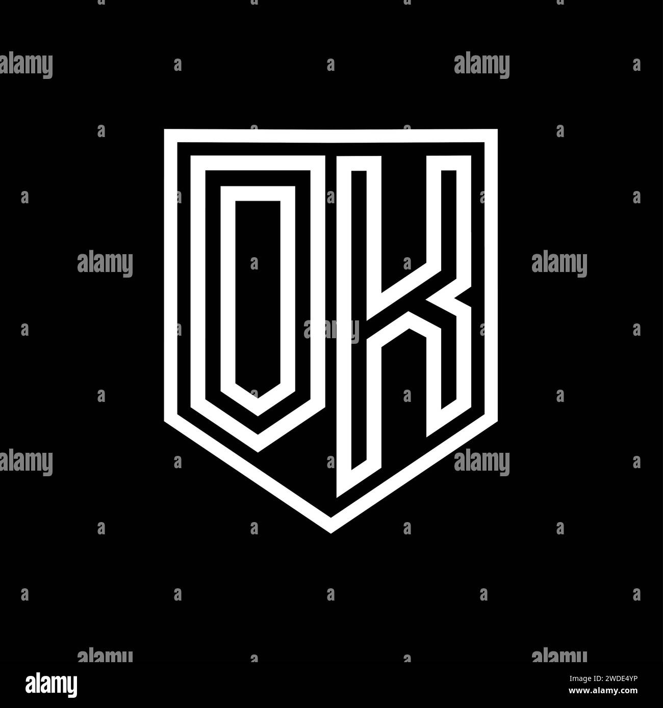 OK Letter Logo monogram shield geometric line inside shield isolated ...