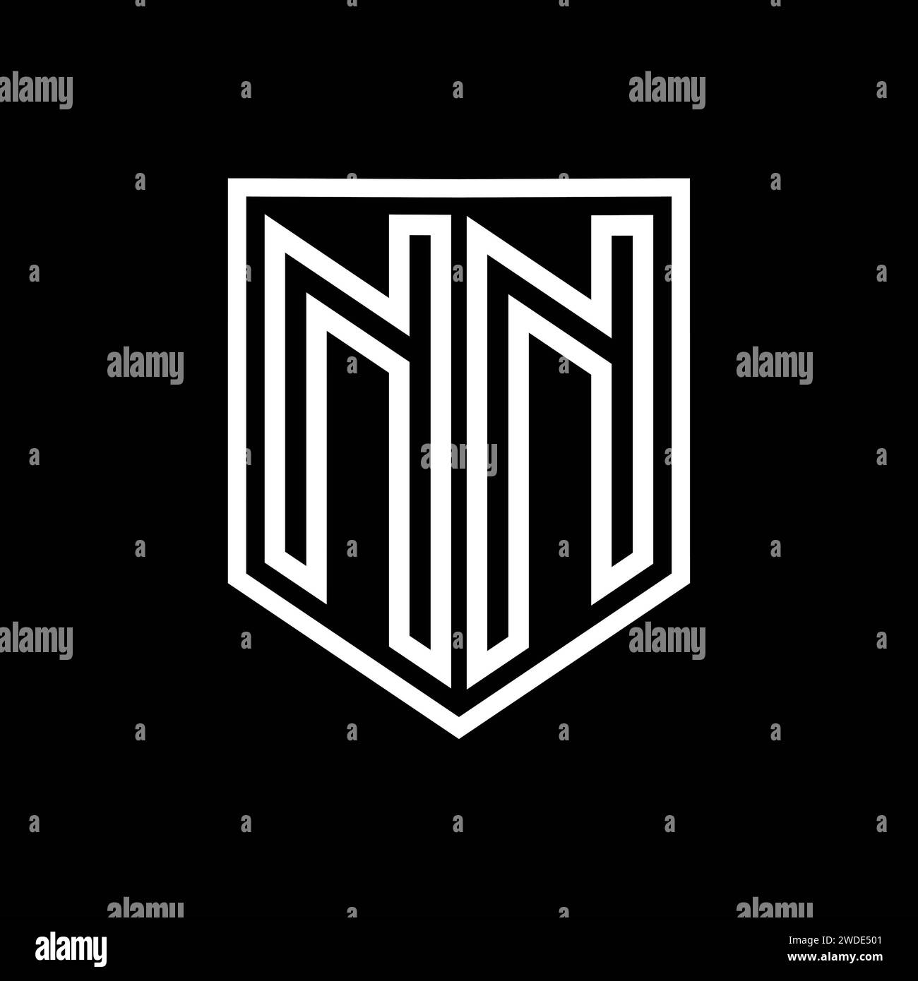NN Letter Logo monogram shield geometric line inside shield isolated ...
