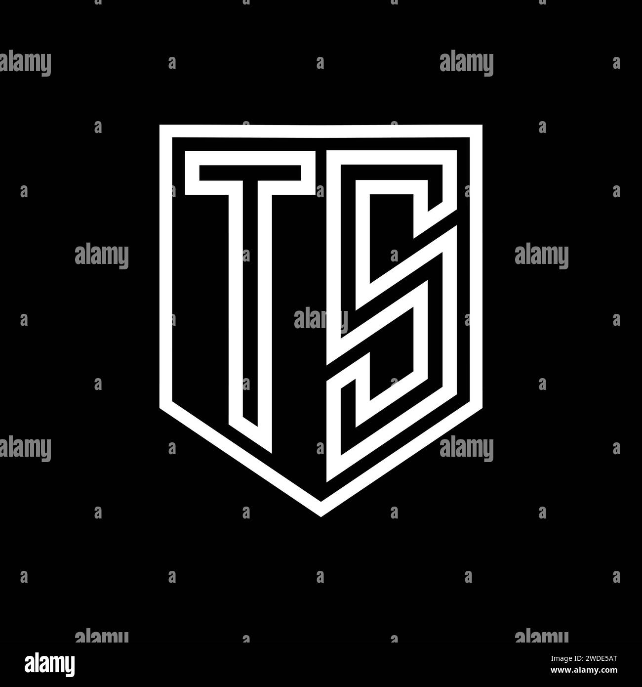 TS Letter Logo monogram shield geometric line inside shield isolated ...