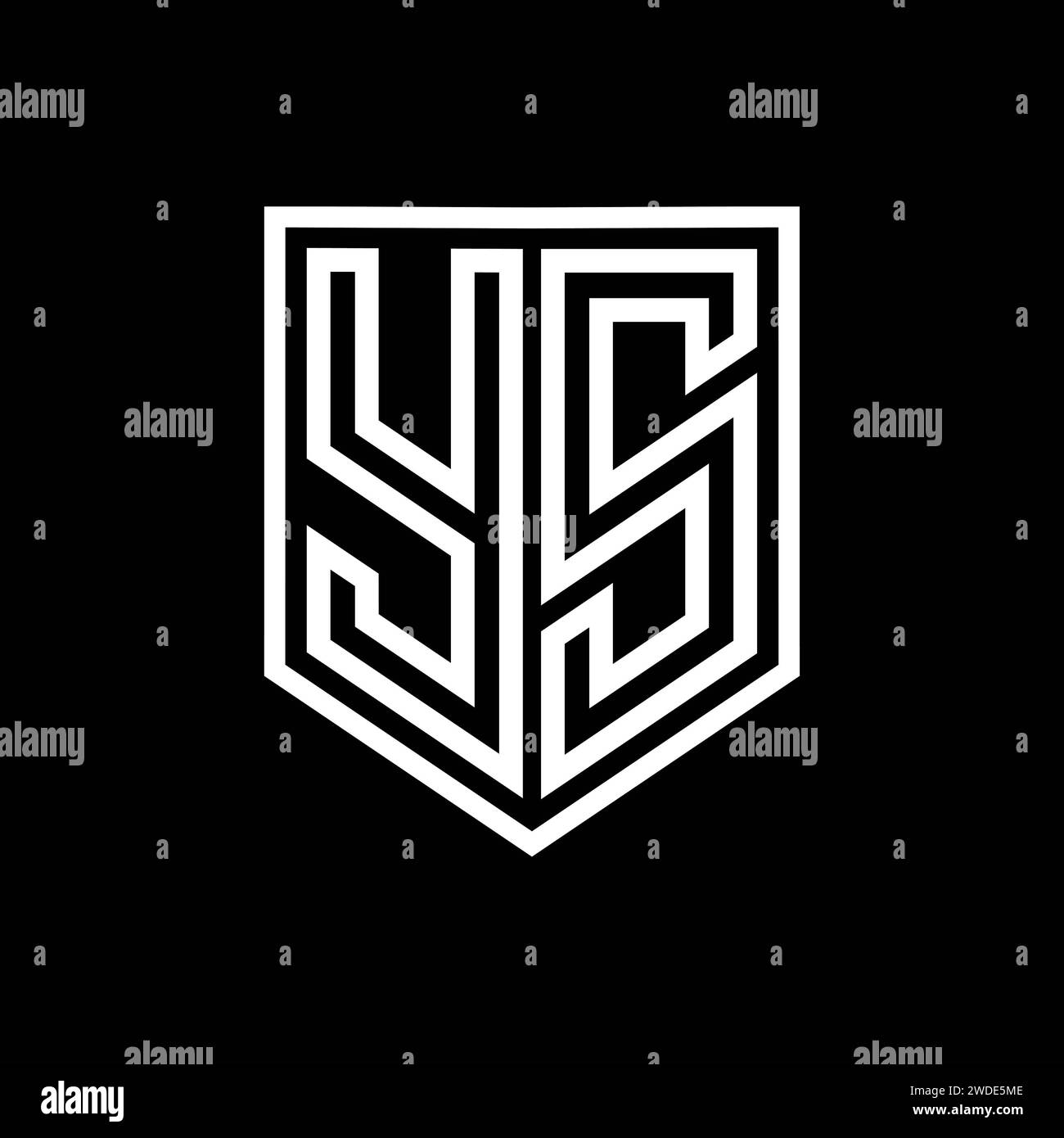 YS Letter Logo monogram shield geometric line inside shield isolated ...