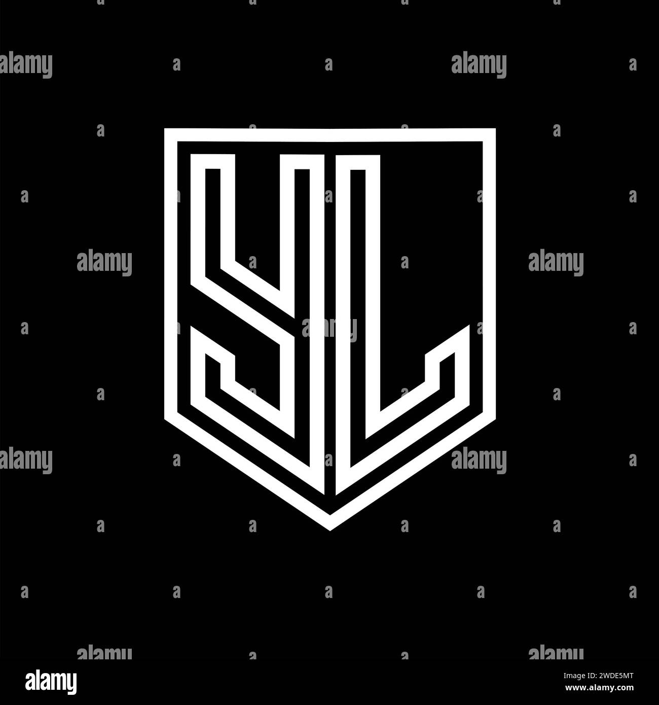 YL Letter Logo monogram shield geometric line inside shield isolated ...
