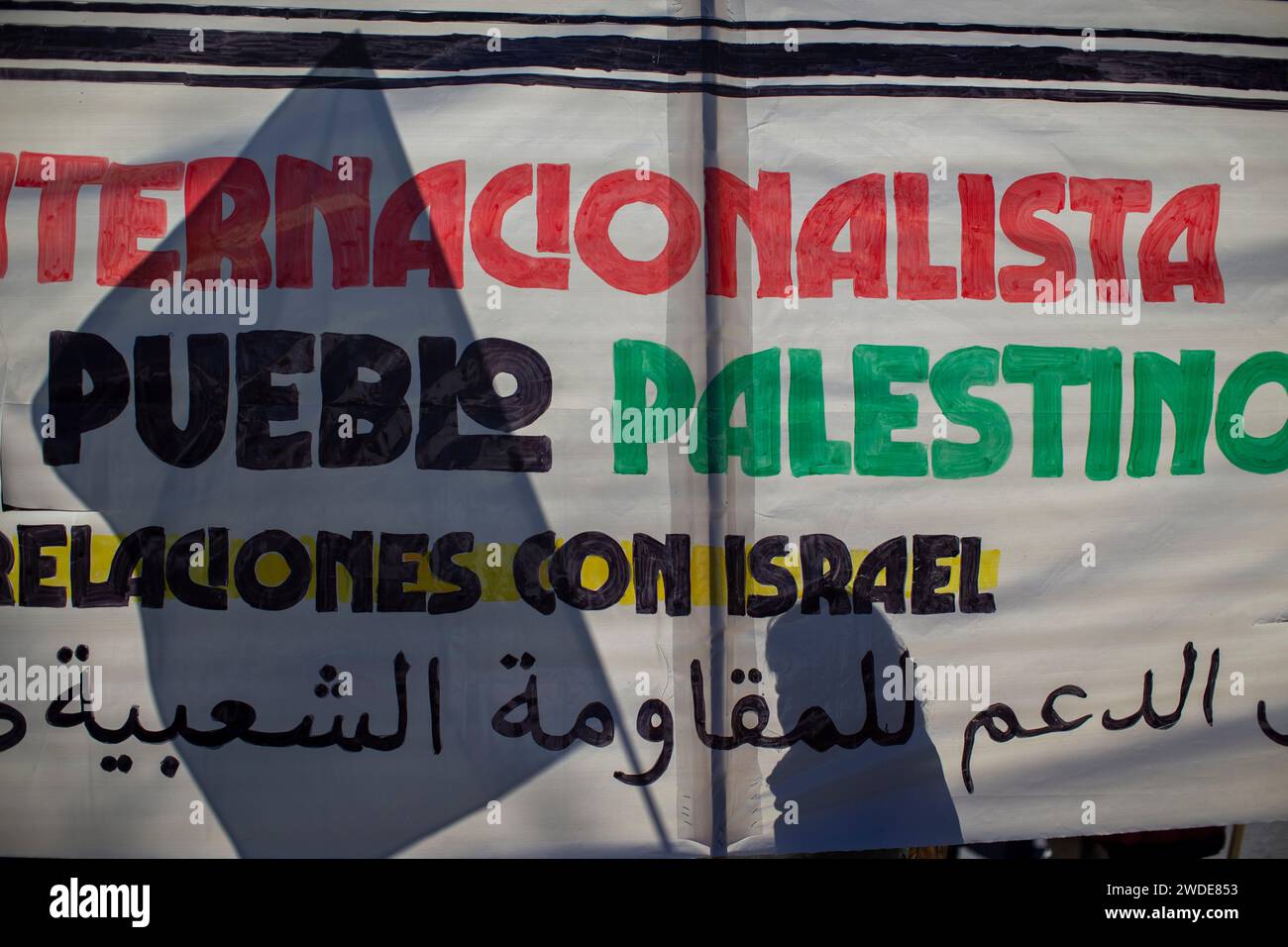 Madrid Madrid Spain 20th Jan 2024 Hundreds Of People With Banners   Madrid Madrid Spain 20th Jan 2024 Hundreds Of People With Banners And Flags Of The Palestinian People Walk Through The Main Streets Of Madrid During A Demonstration Under The Slogan Lets Stop The Genocide In Palestine This Demonstration Joins The Call Of Several Cities In Spain Demanding An End To The Arms Trade And Relations With Israel Credit Image Luis Sotozuma Press Wire Editorial Usage Only! Not For Commercial Usage! Credit Zuma Press Incalamy Live News 2WDE853 