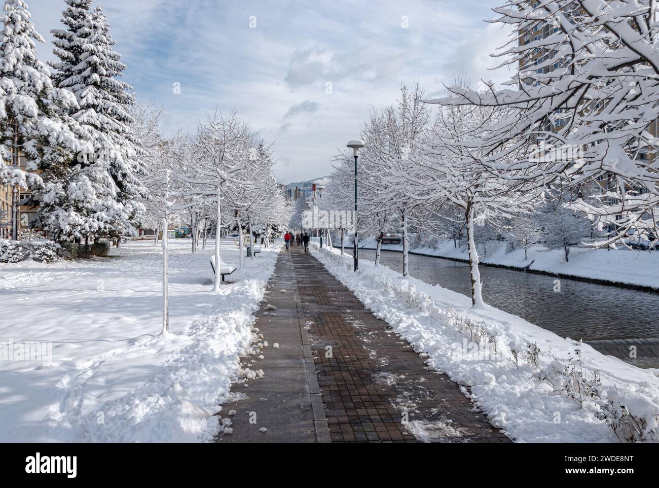 Winter magic on the Sarajevo's streets Stock Photo