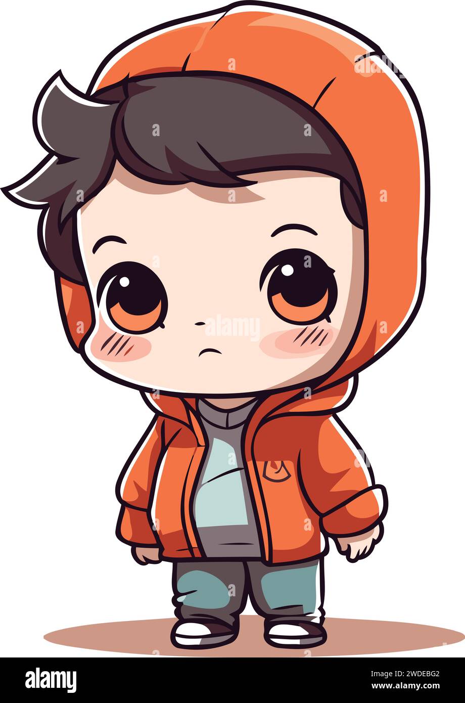 Cute Little Boy In Raincoat And Hat Vector Illustration Stock Vector