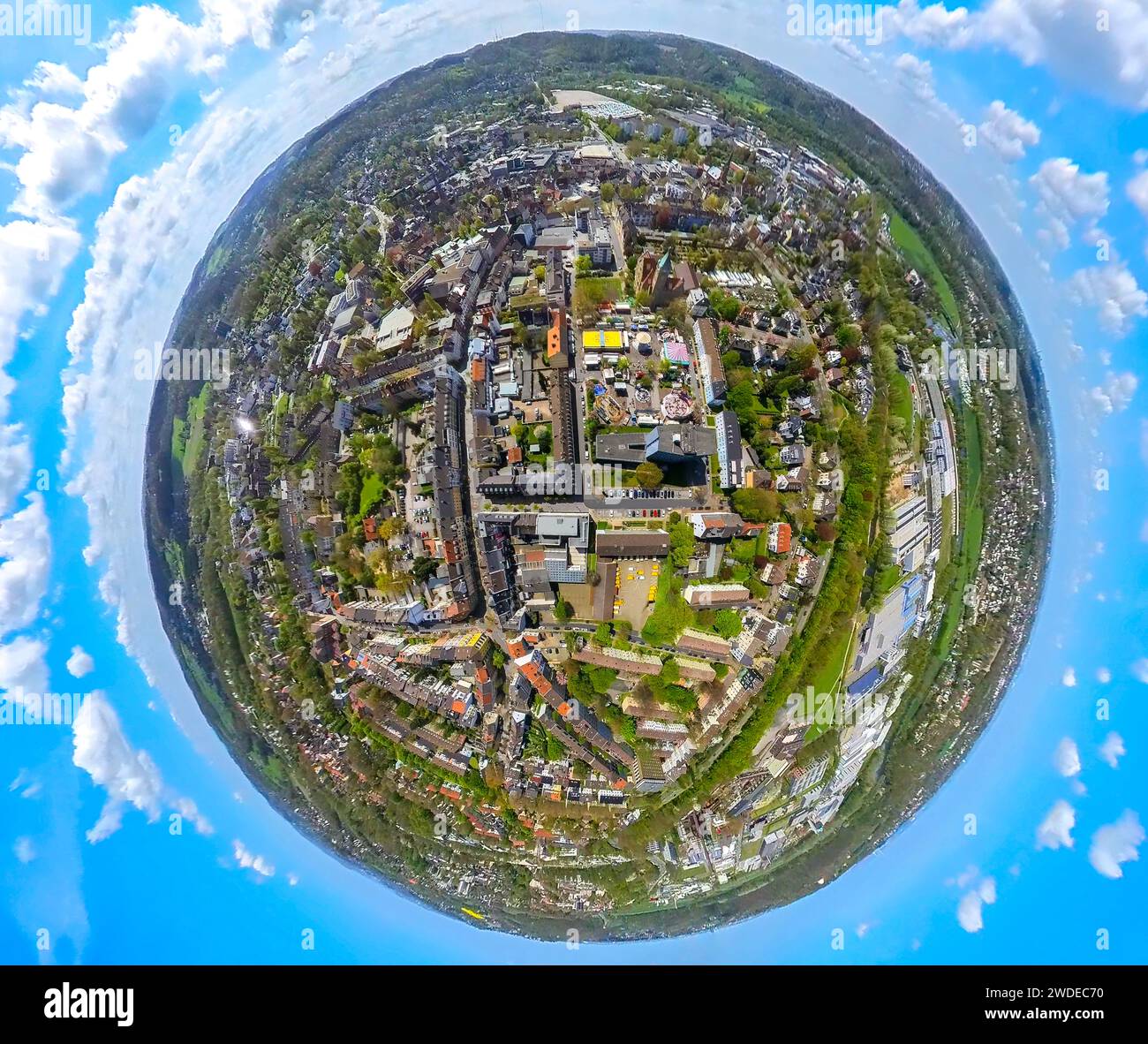 Aerial view, HattingenMitte, city center, city center, spring fair at