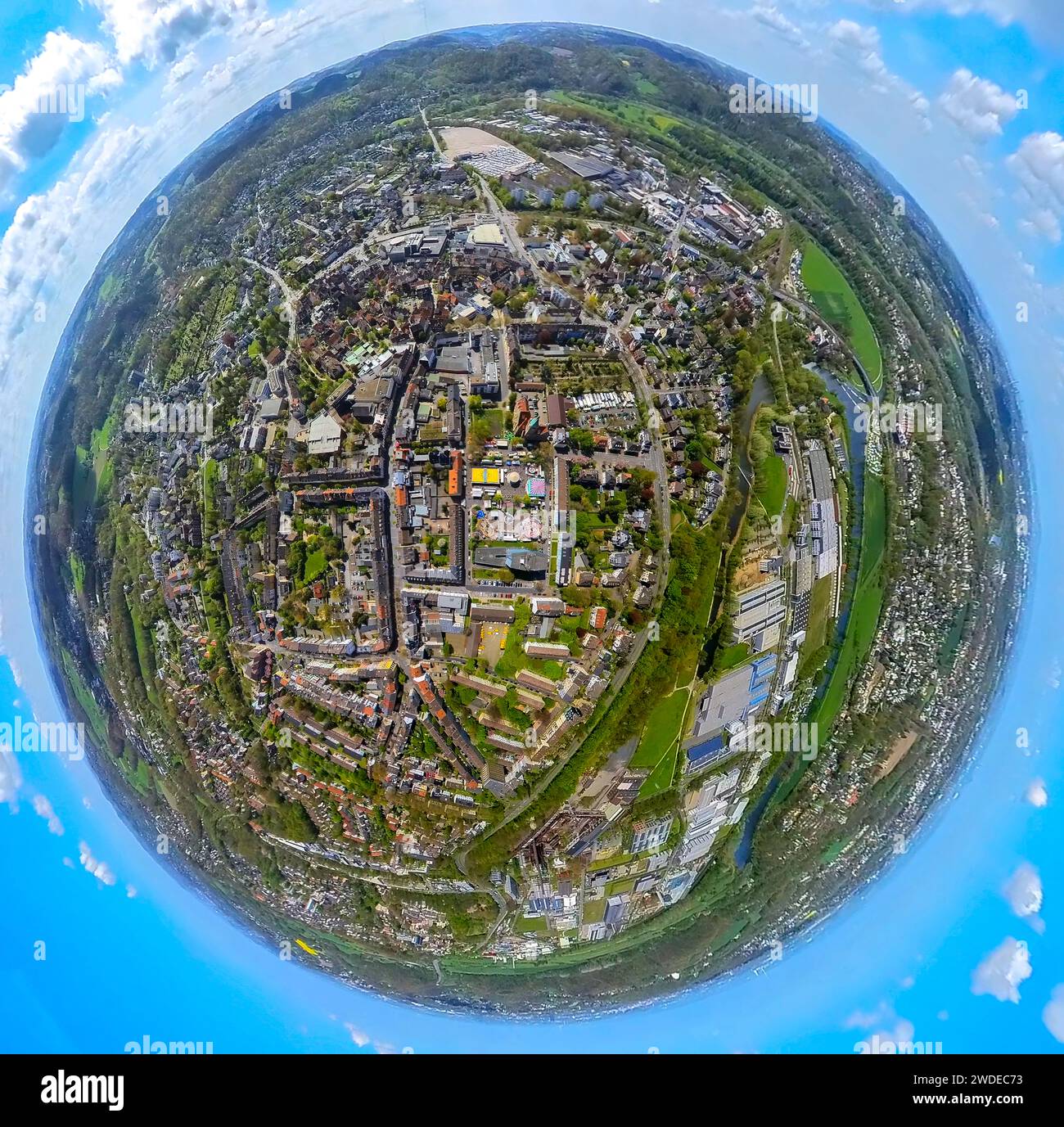 Aerial view, HattingenMitte, city center, city center, spring fair at