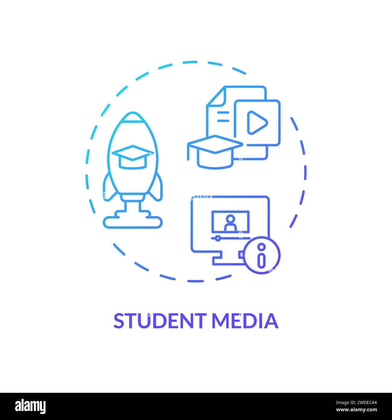 Thin line simple gradient student media icon concept Stock Vector