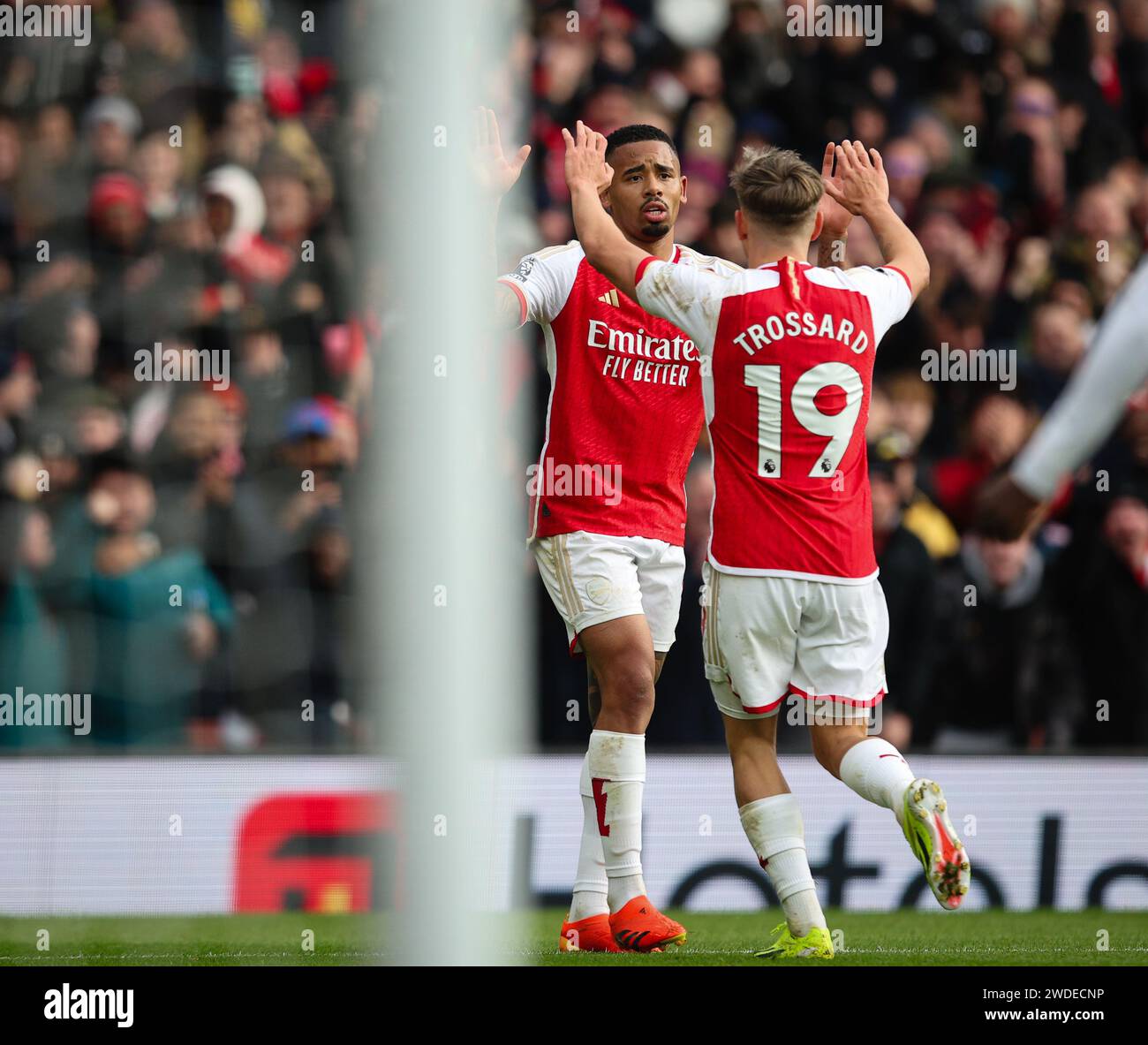 LONDON UK 20th Jan 2024 Leandro Trossard Of Arsenal Celebrates london-uk-20th-jan-2024-leandro-trossard-of-arsenal-celebrates