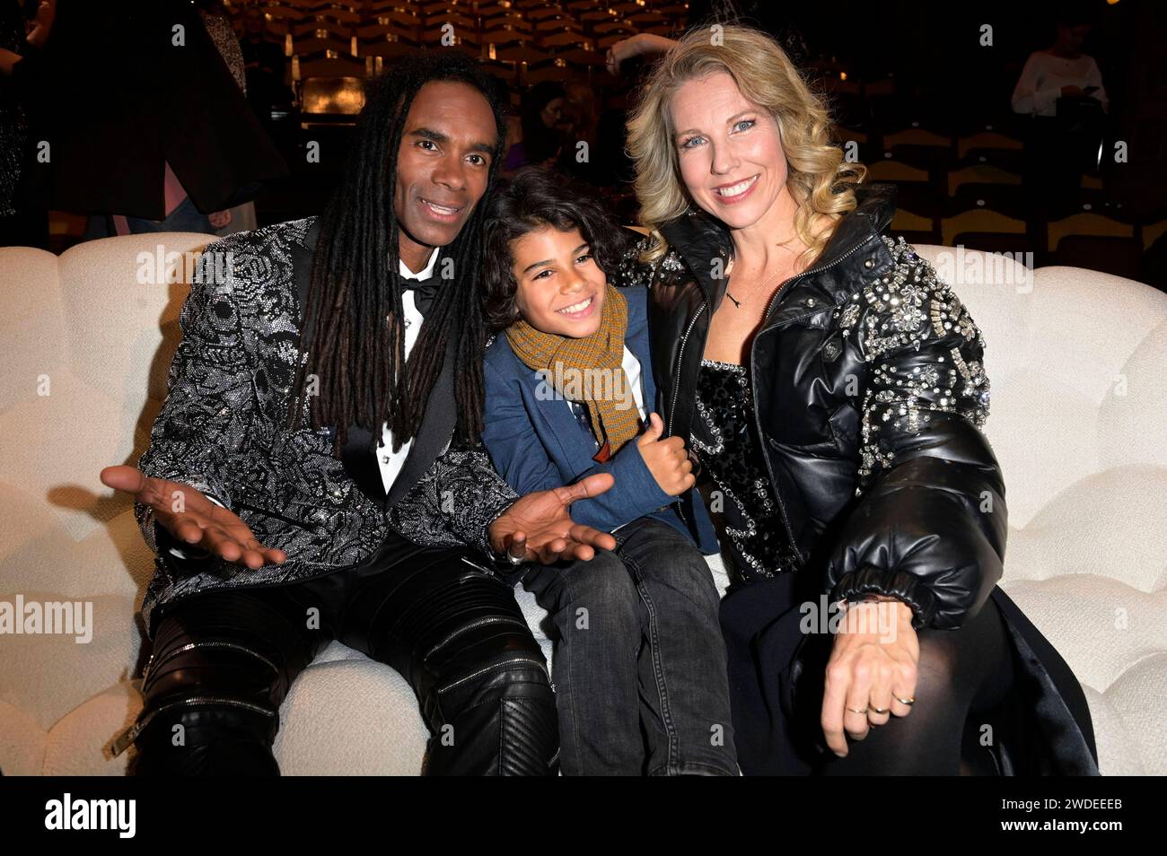 Fabrice Morvan mit Partnerin Tessa van der Steen und Sohn Sacha bei der