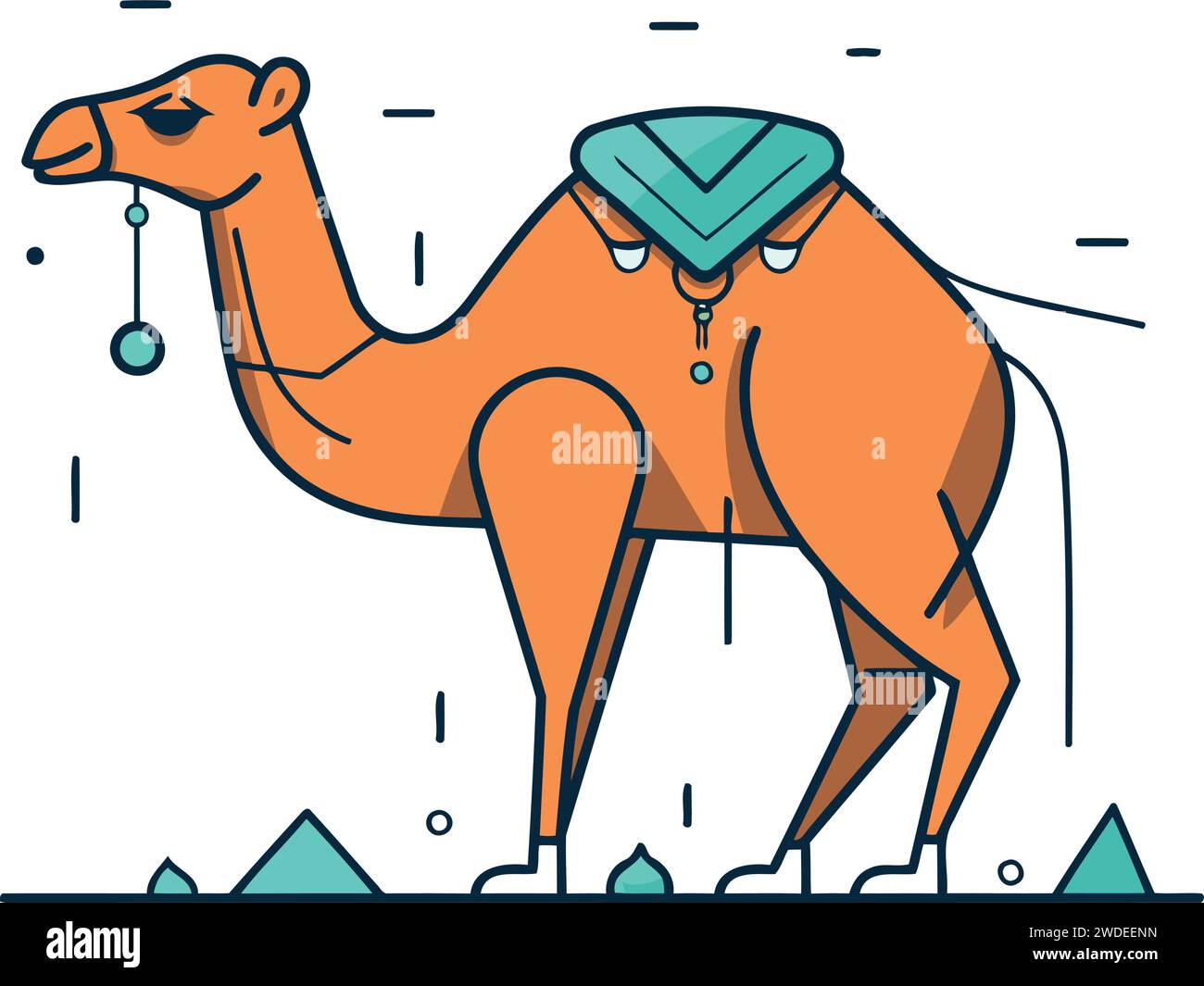 Camel flat line icon. Vector illustration of camel on white background. Stock Vector