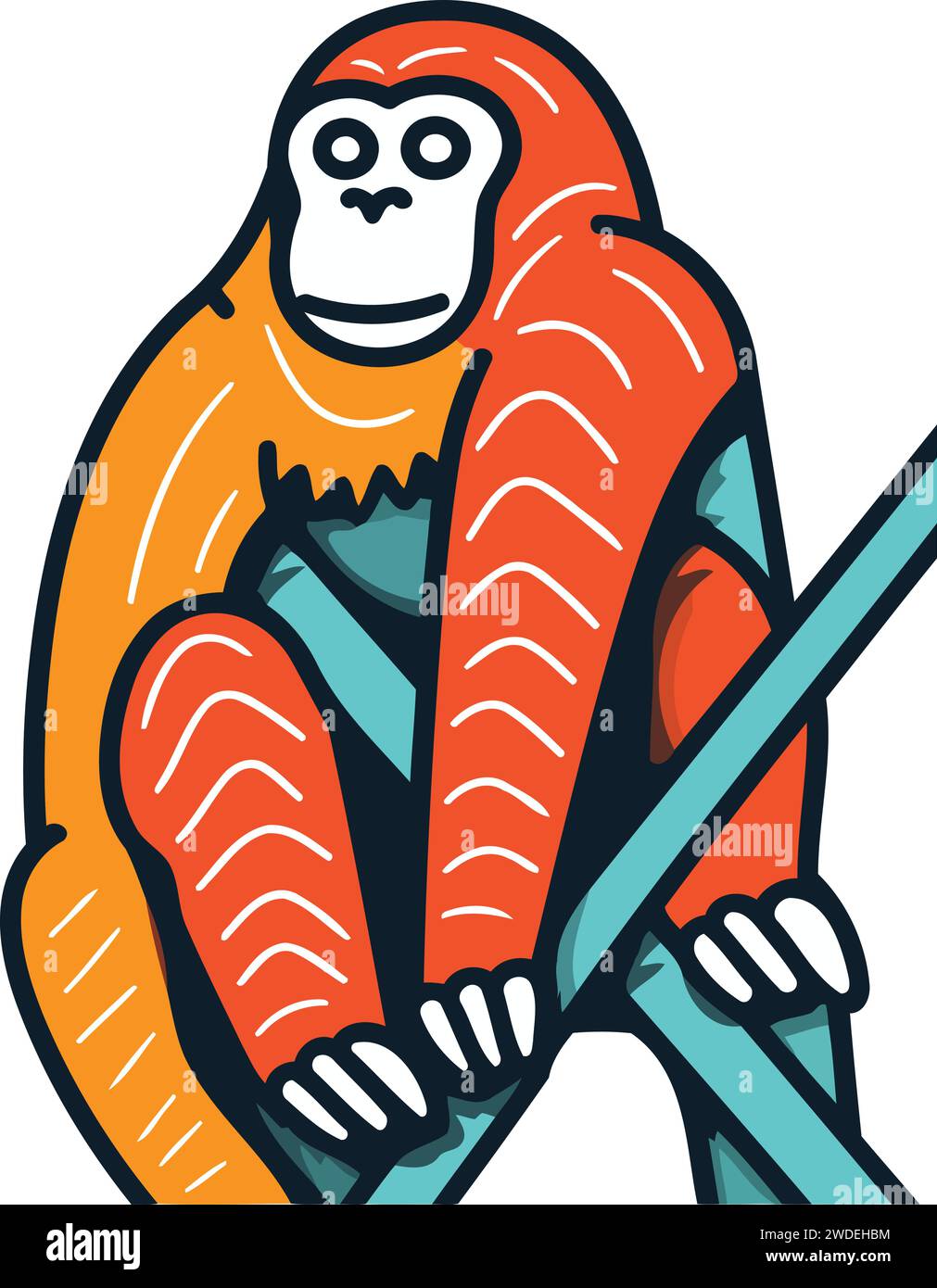 Monkey cartoon character with sword and scythe. Vector illustration ...