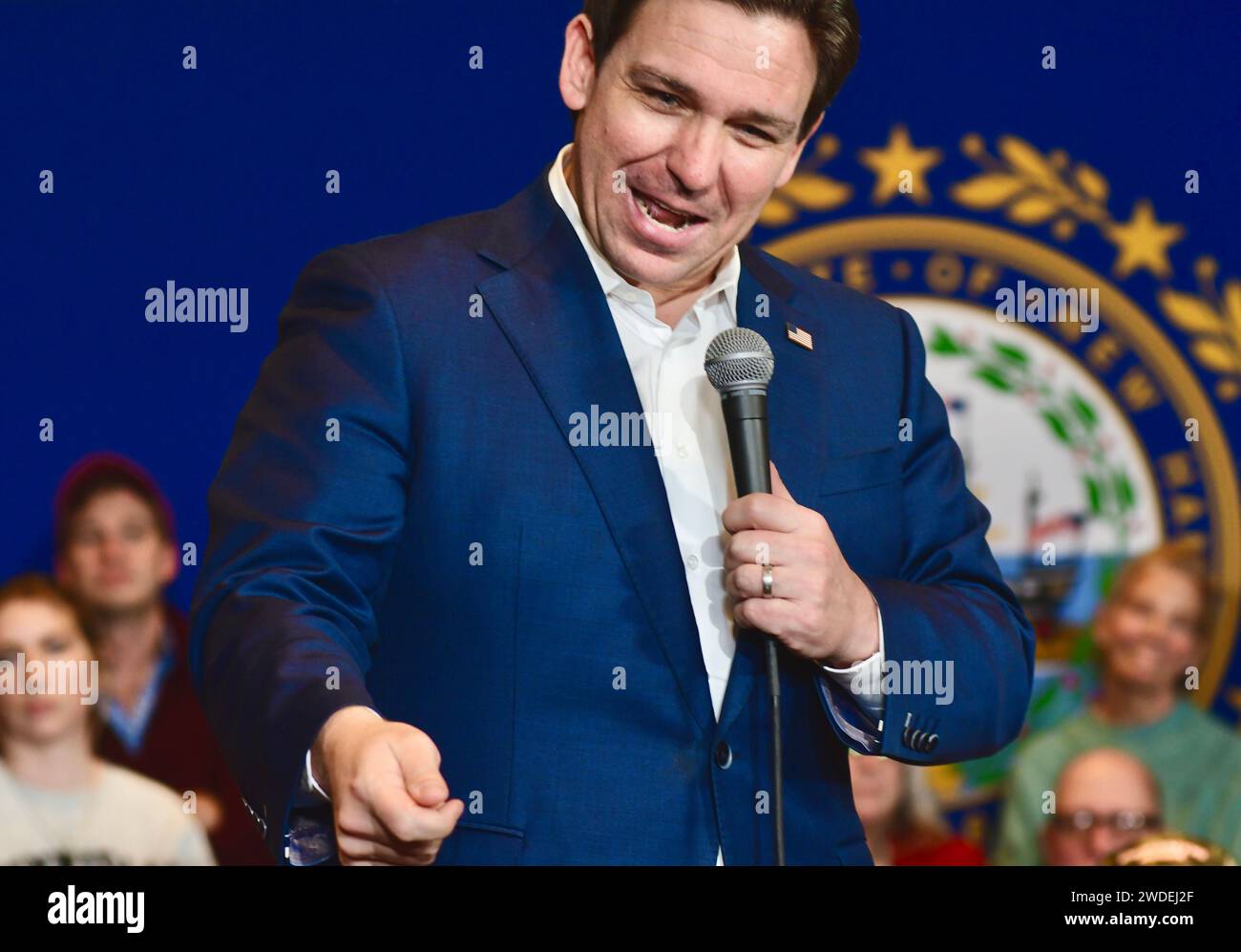 Florida Gov. Ron DeSantis campaigns in Nashua, New Hampshire, USA, on