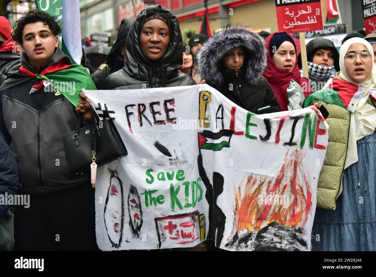 Pro-Palestine protest, critical of Barclays Bank, Market Street, in