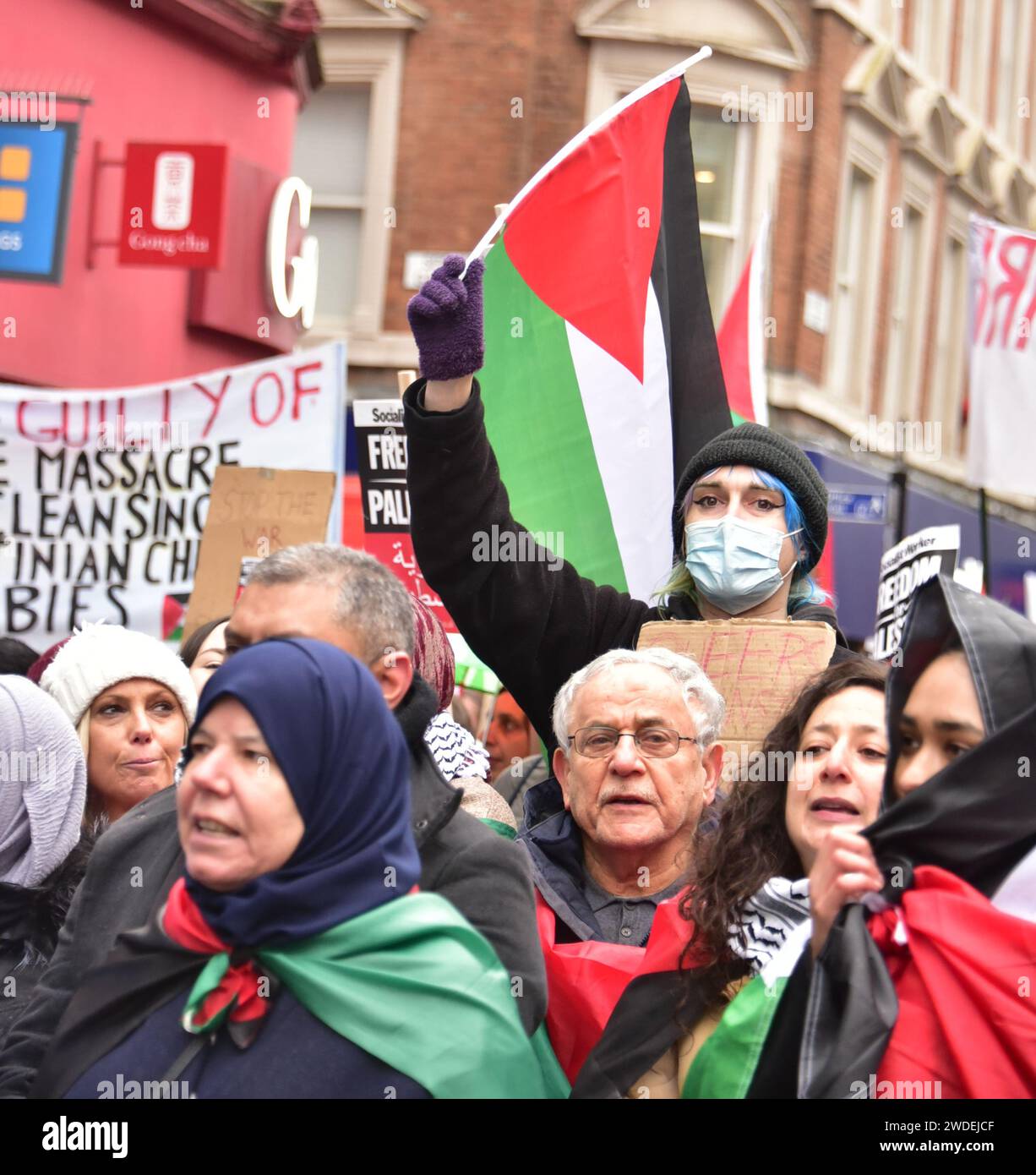 Pro-Palestine protest, critical of Barclays Bank, Market Street, in