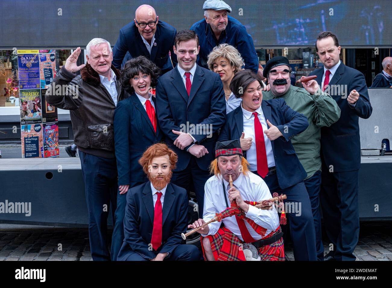 Cast of Tony Blair Rock Opera by Harry Hill at Edinburgh Festival Fringe. Stock Photo