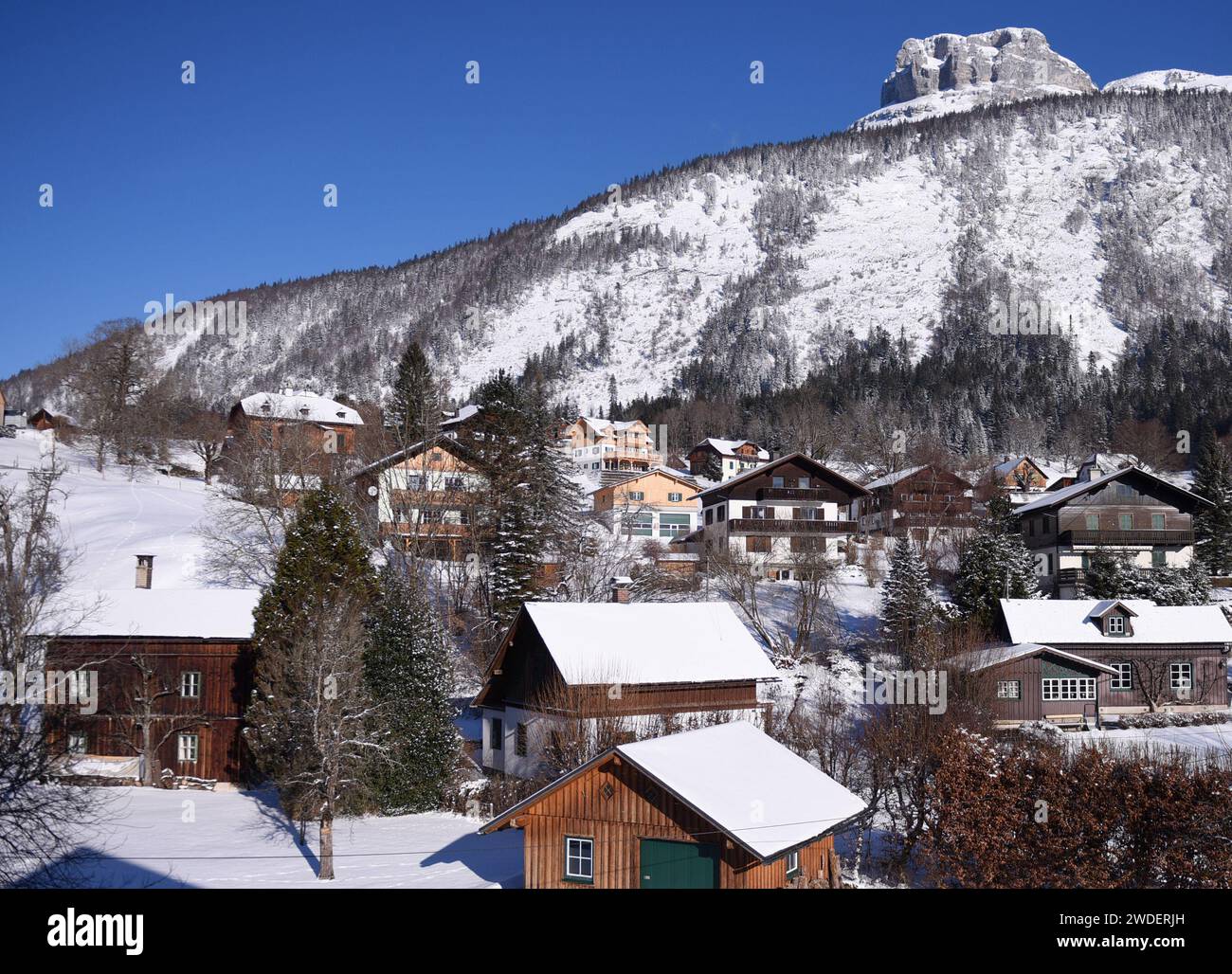 Bad Ischl. 20th Jan, 2024. This photo taken on Jan. 20, 2024 shows a view of Altaussee, Austria. Bad Ischl Salzkammergut has been awarded as The 2024 European Capital of Culture. Credit: He Canling/Xinhua/Alamy Live News Stock Photo