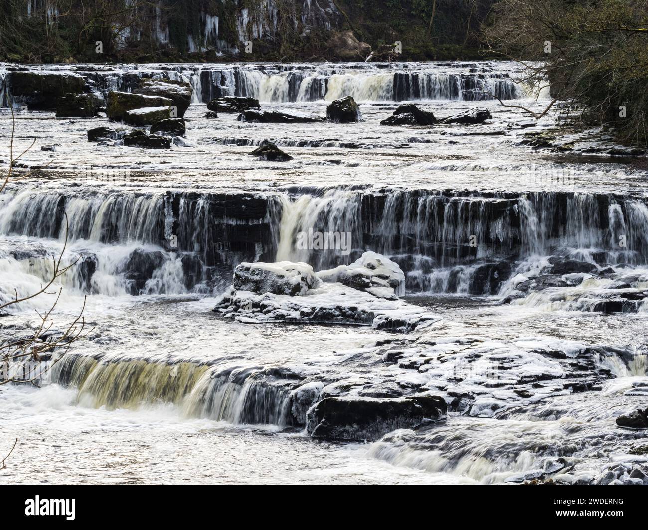 Winter At Aysgarth Falls Stock Photo Alamy