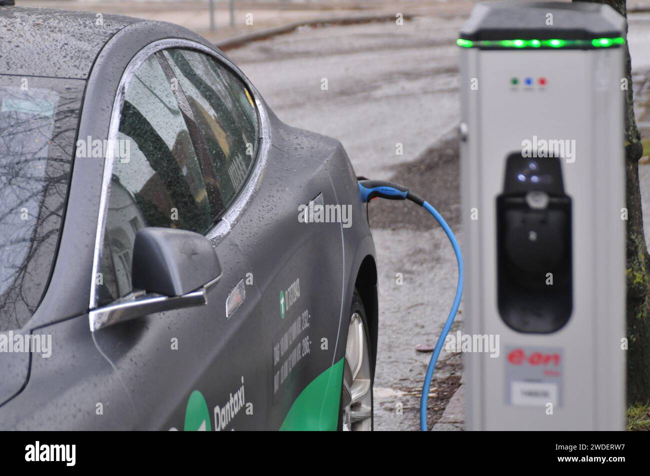 Copenhagen, Denmark /20 January 2024/.Electric cars been chare at