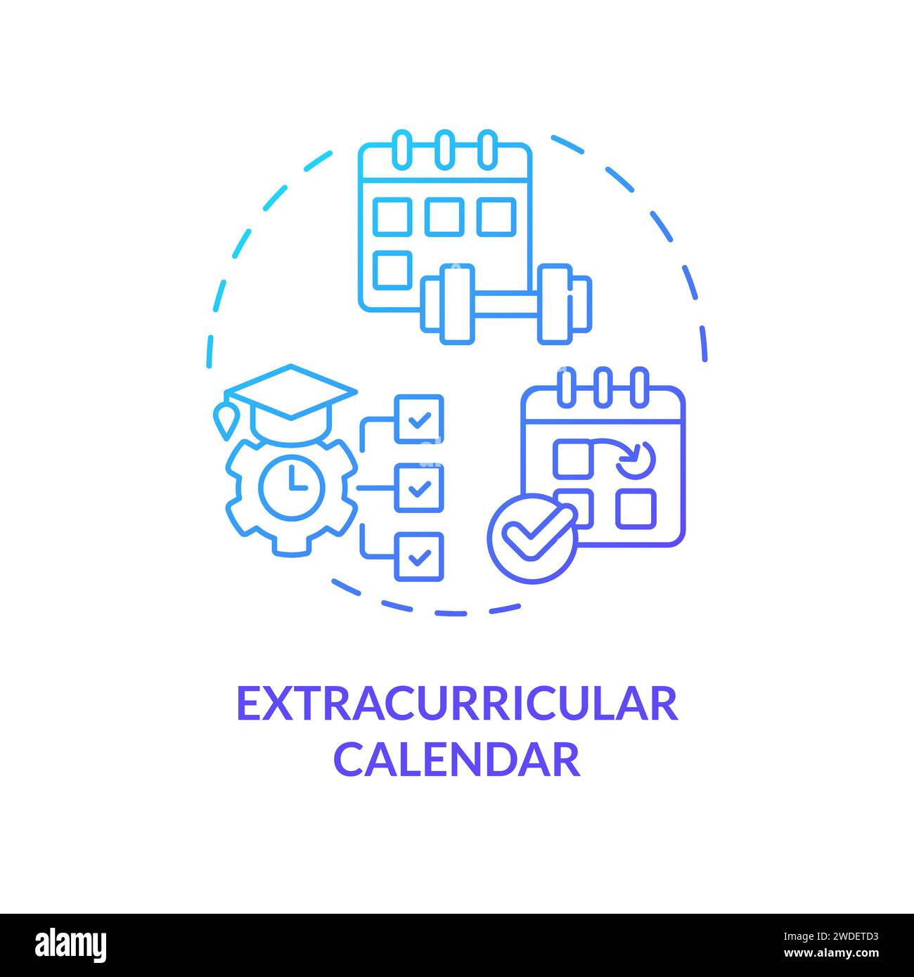 Thin line simple gradient extracurricular calendar concept Stock Vector