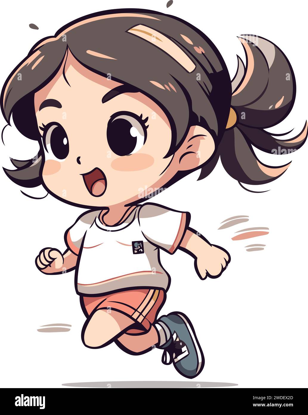 Illustration of a Cute Little Girl Running in a Race Stock Vector Image