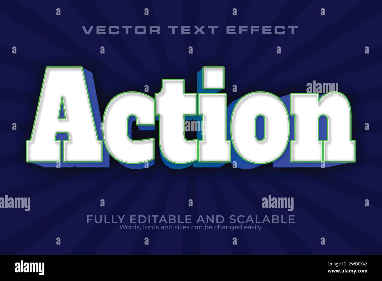 Action 3D Text Effect 100 Editable EPS File Word And Font Can be Changed Stock Vector