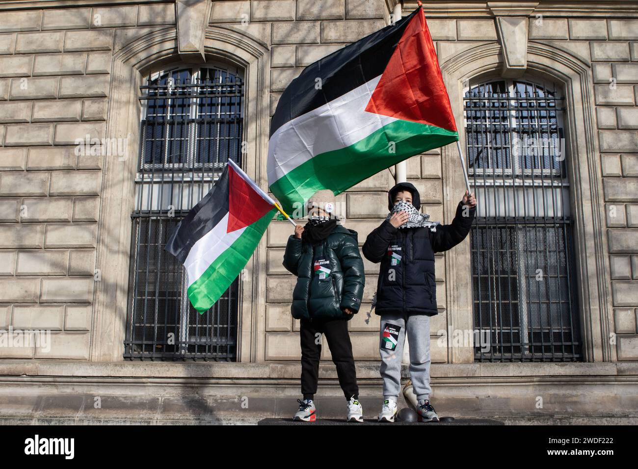 January 20 2024 Paris France The March For Palestine Left Paris S   January 20 2024 Paris France The March For Palestine Left Pariss Place De La Republique Heading To The European Council In Brussels Belgium To Demand An End To The Genocide Credit Image Cristian Leyvazuma Press Wire Editorial Usage Only! Not For Commercial Usage! 2WDF222 