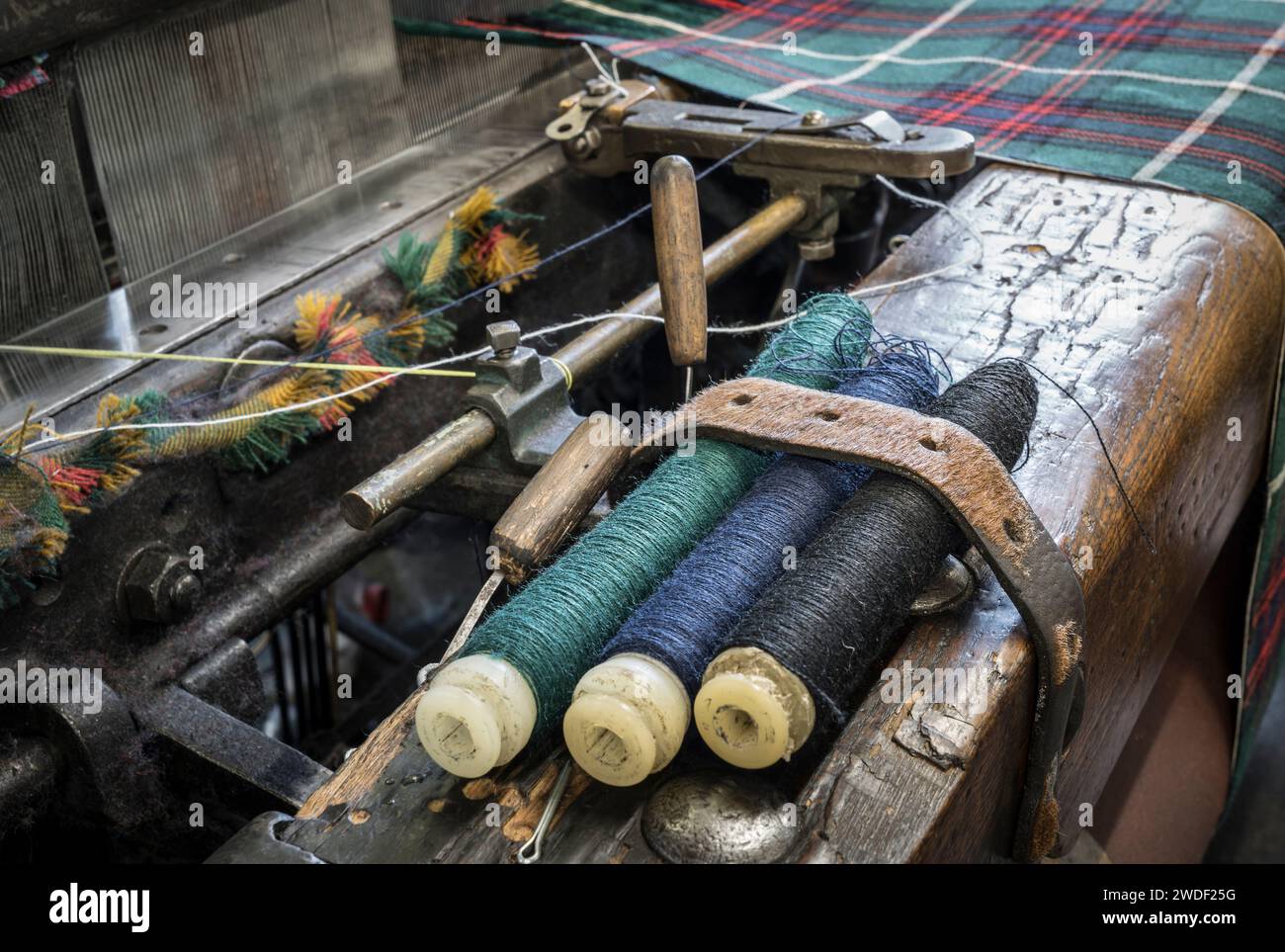 Detail of a historic loom machine. Stock Photo