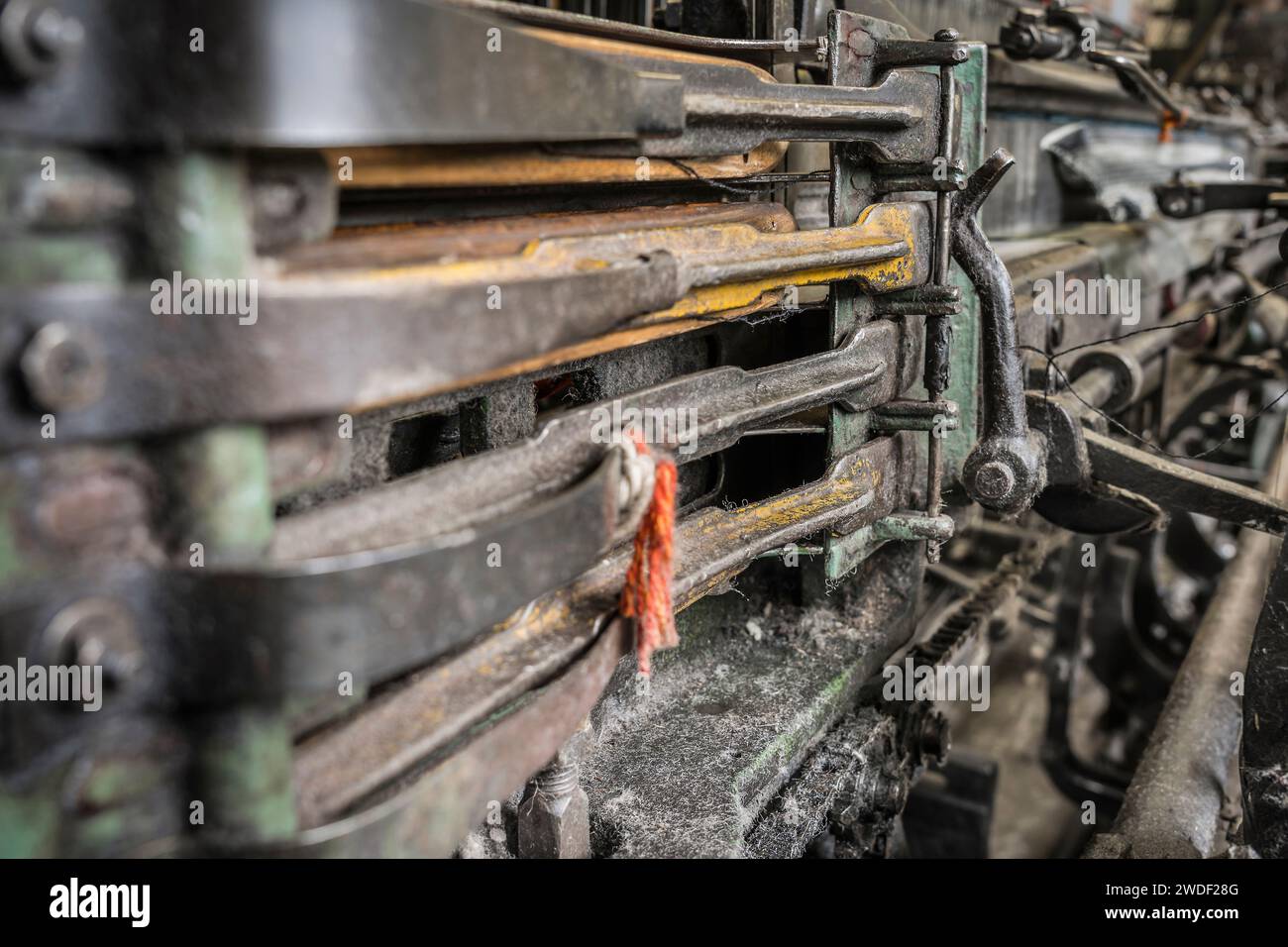 Detail of a historic loom machine Stock Photo - Alamy