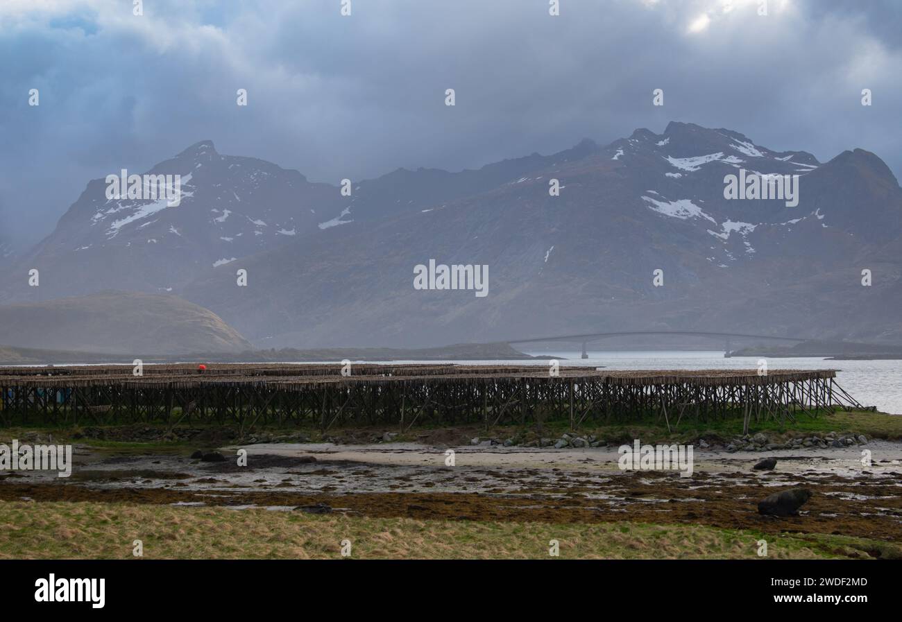 Reine, Lofoten, Norway. Arieal view of the small fishing village know