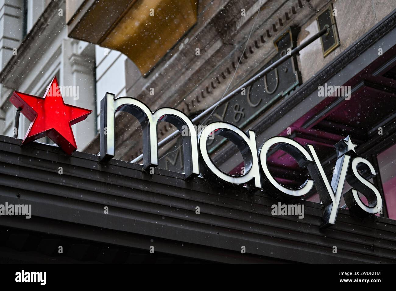 The macy s company logo is seen at the macy s store on herald square on