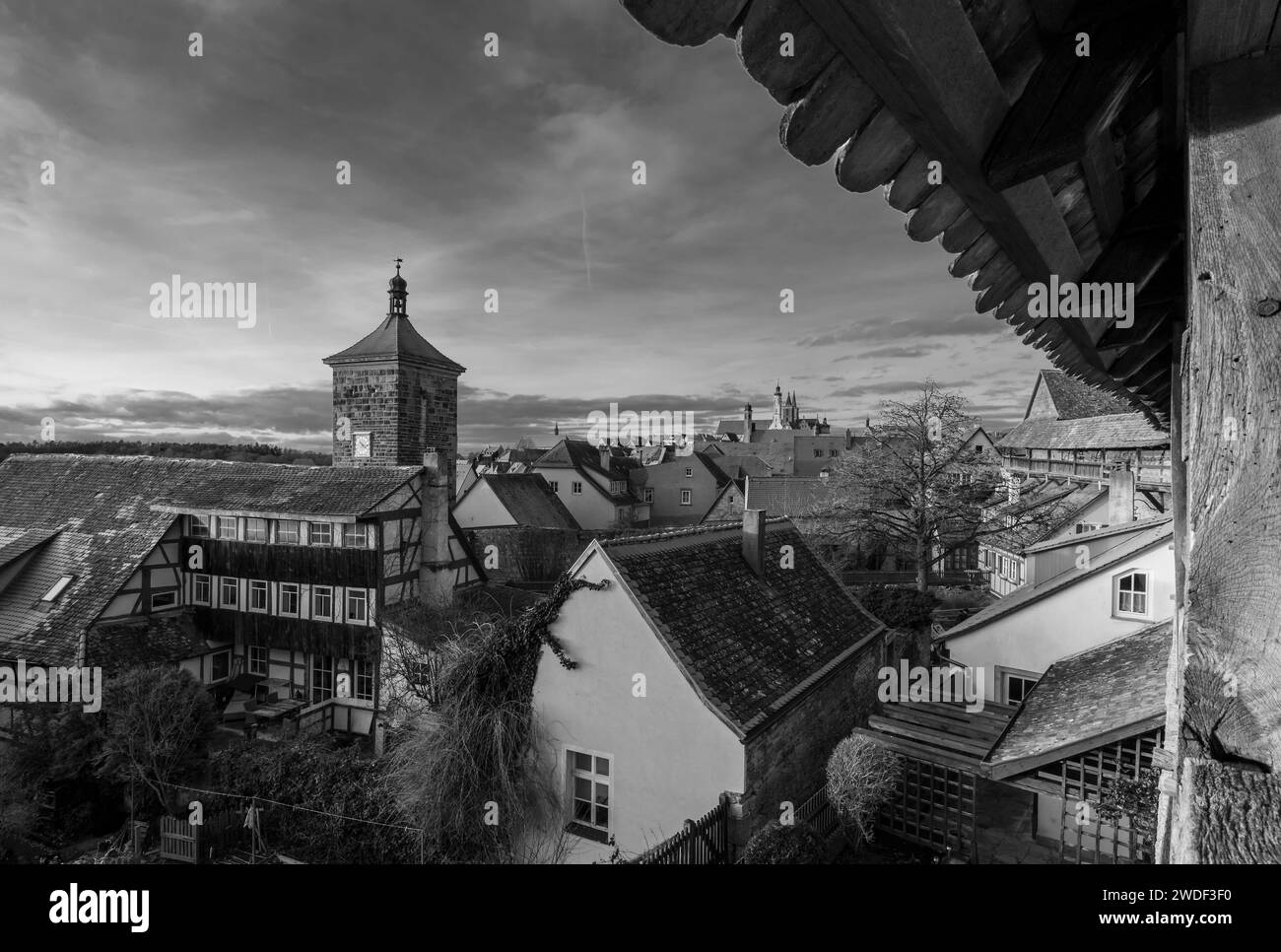 Scenic view of the medieval city of Rothenburg. Stock Photo